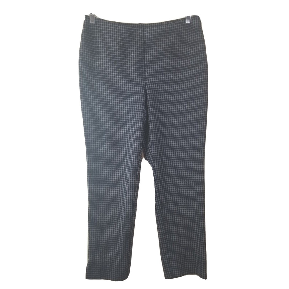 J Jill Womens Medium Ponte Slim Leg Pull On Pants High Rise Blue Plaid